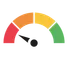 Credit gauge with the needle in the red