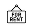 Line icon of a For Rent sign